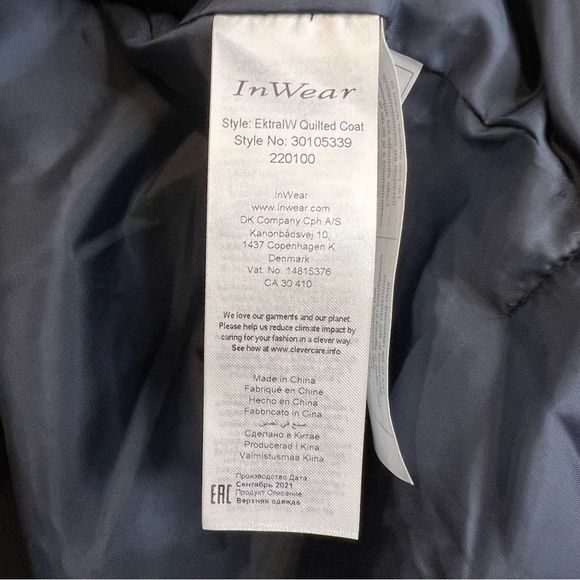 InWear Copenhagen EtkralW Quilted Coat Size 10 - Picture 12 of 16